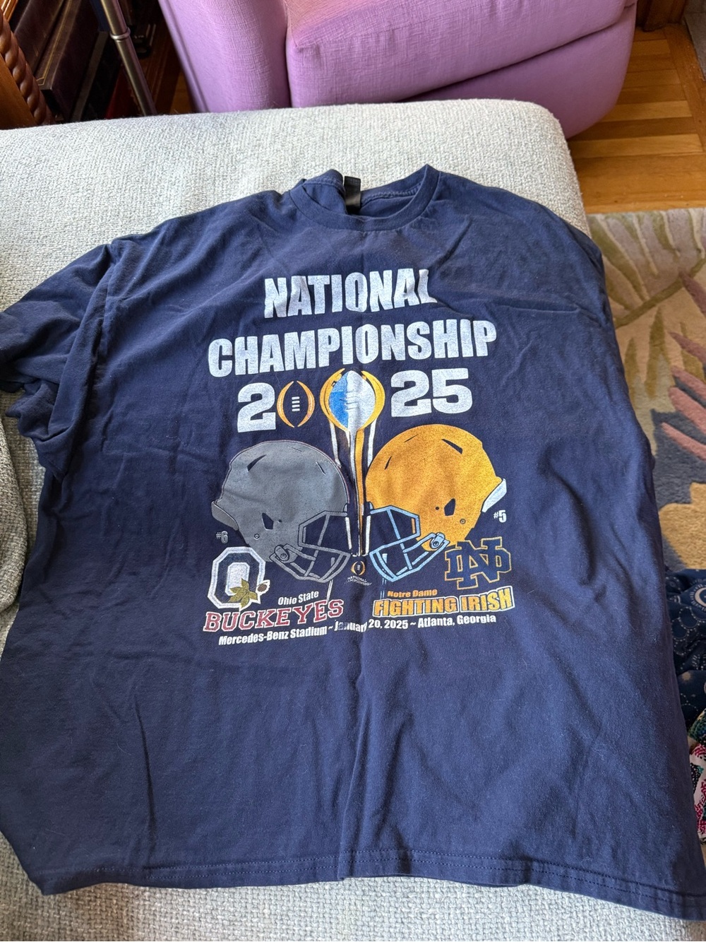 National Championship 2025 Navy T-Shirt - Fighting Irish vs Buckeyes